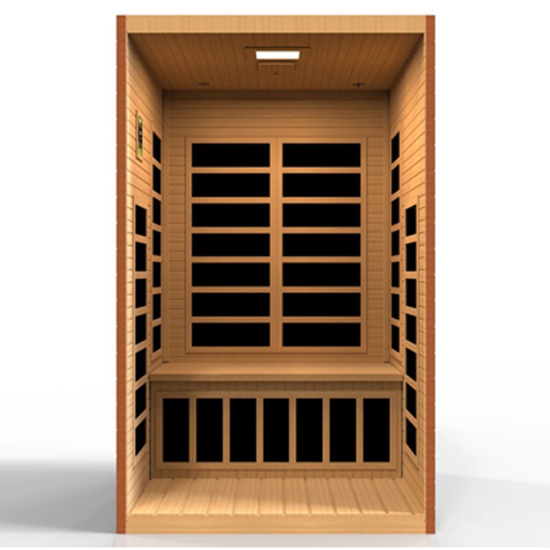 Santiago Elite DYN-6209-02 Infrared Sauna - front view cutaway to inside