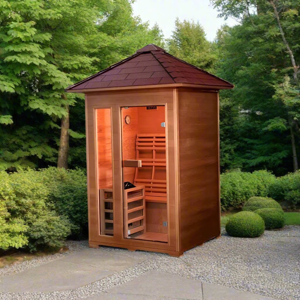 Bristow HL200DSW Traditional Outdoor Steam Sauna - in a backyard
