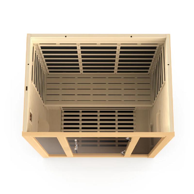Vila Elite 3 Person Ultra Low EMF Far Infrared Sauna - interior view from top, cutaway