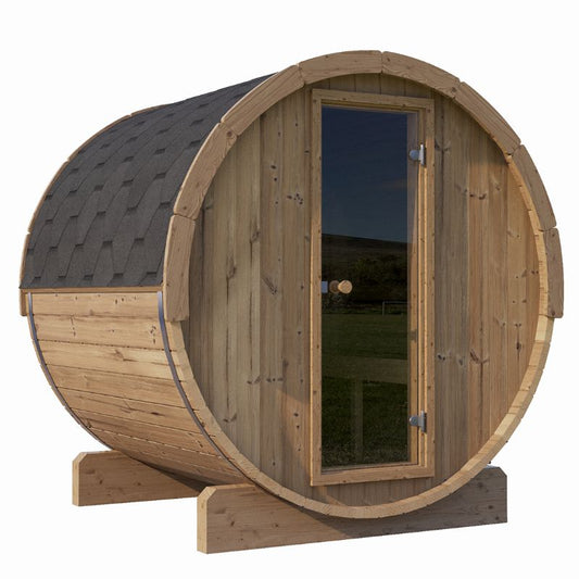 SaunaLife Ergo Barrel Sauna Model E7 | 4 Person Outdoor Sauna