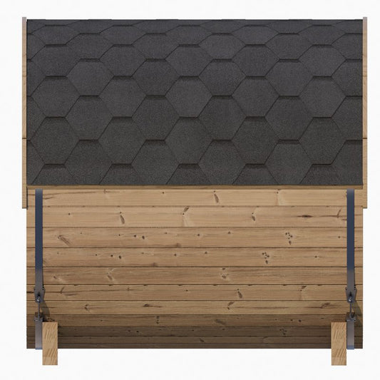 SaunaLife Model E7G barrel sauna - shingled roof