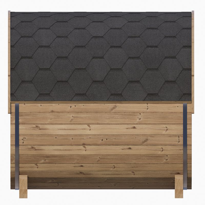 SaunaLife Model E7G barrel sauna - side with shingles