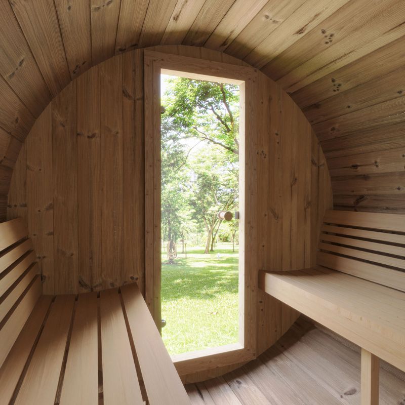 SaunaLife Ergo Barrel Sauna Model E7W | 4 Person Outdoor Sauna with Window