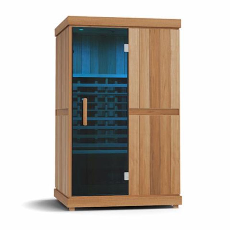 Finnmark Compact 2 Person Full-Spectrum Infrared Sauna - blue light on