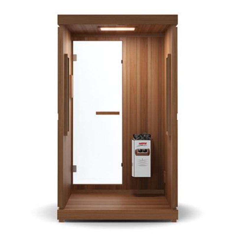 Finnmark Trinity 2-Person Hybrid Home Sauna - with rear cutaway