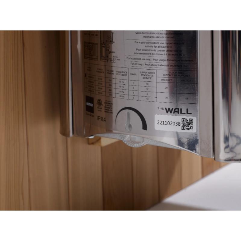 Golden Designs Hanko Edition Traditional Sauna - close up of heater model specs