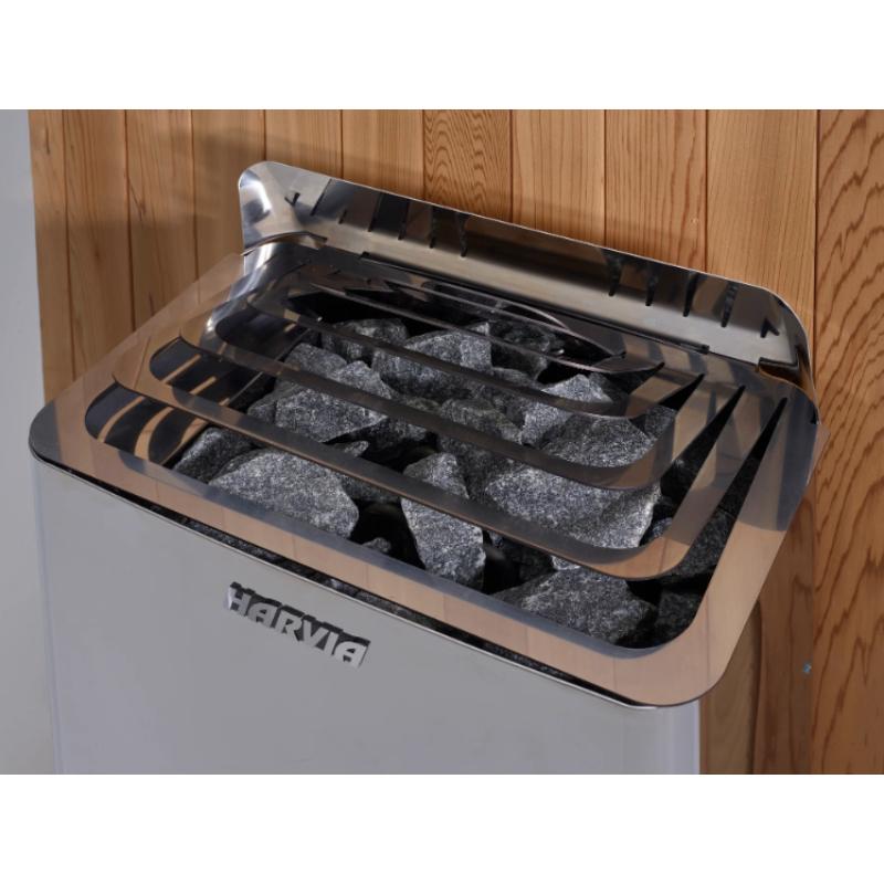 Golden Designs Hanko Edition Traditional Sauna - Harvia heater close up of rocks