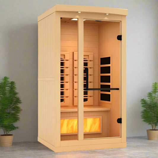 Golden Designs GDI-8010-03 – 1 Person Full Spectrum Infrared Sauna with Himalayan Salt