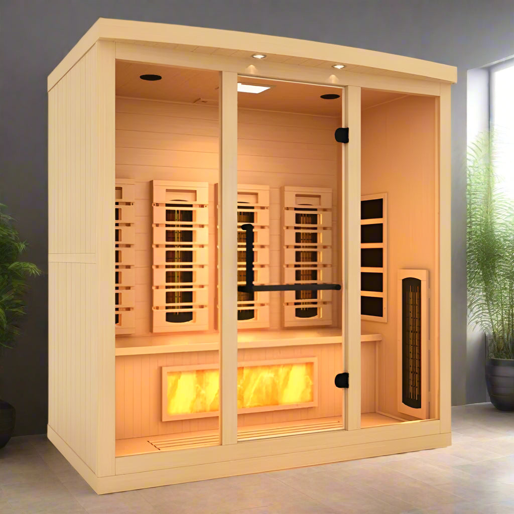 Golden Designs GDI-8040-03 | Indoor 4 Person Full Spectrum Infrared Sauna with Himalayan Salt