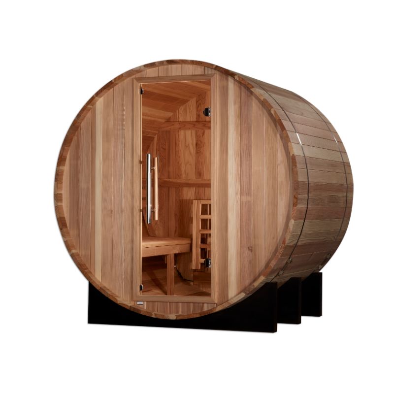 St. Moritz Barrel Sauna GDI-B002-01 - front angled view