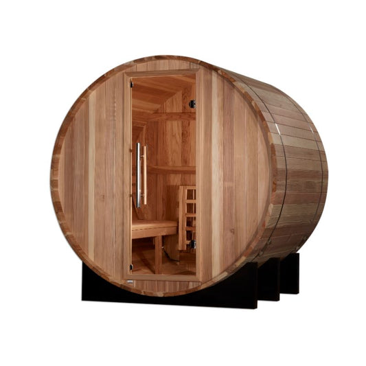 St. Moritz Barrel Sauna GDI-B002-01 - front angled view