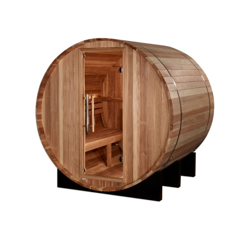 St. Moritz Barrel Sauna GDI-B002-01 - front angled view