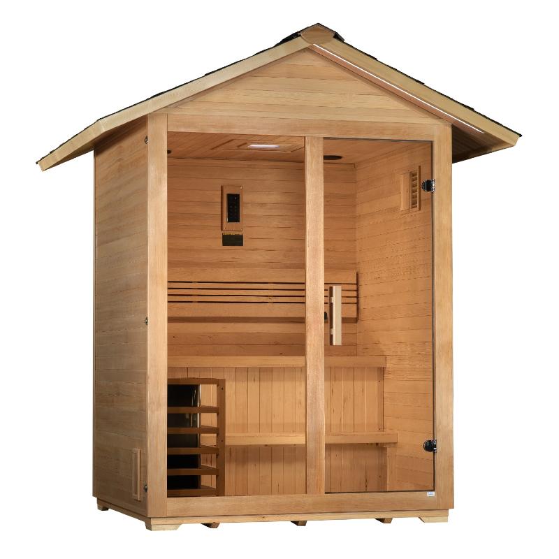 Alberg 3 Person Outdoor Steam Sauna - angled front view