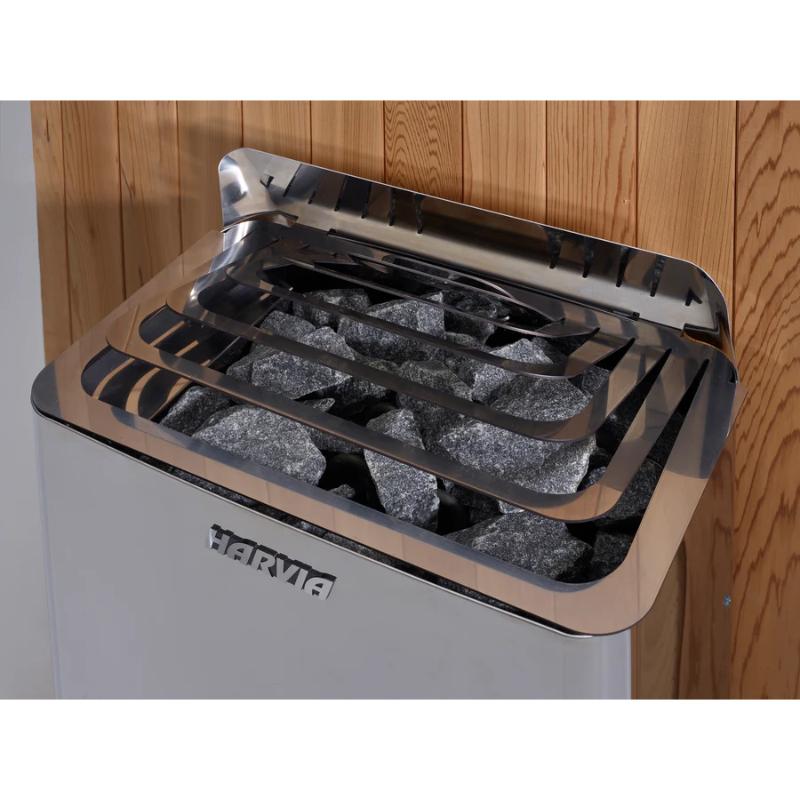 Alberg 3 Person Outdoor Steam Sauna - close up of sauna rocks in the heater
