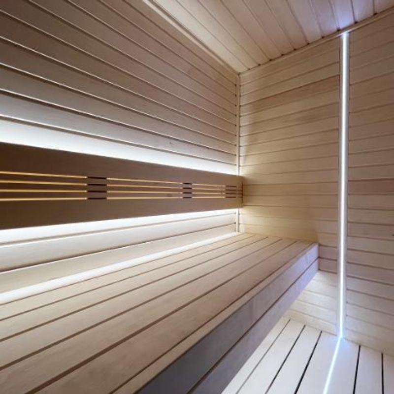 Two 10-Ft Flexible LED Strips - installed in sauna behind backrests and on the floor and wall
