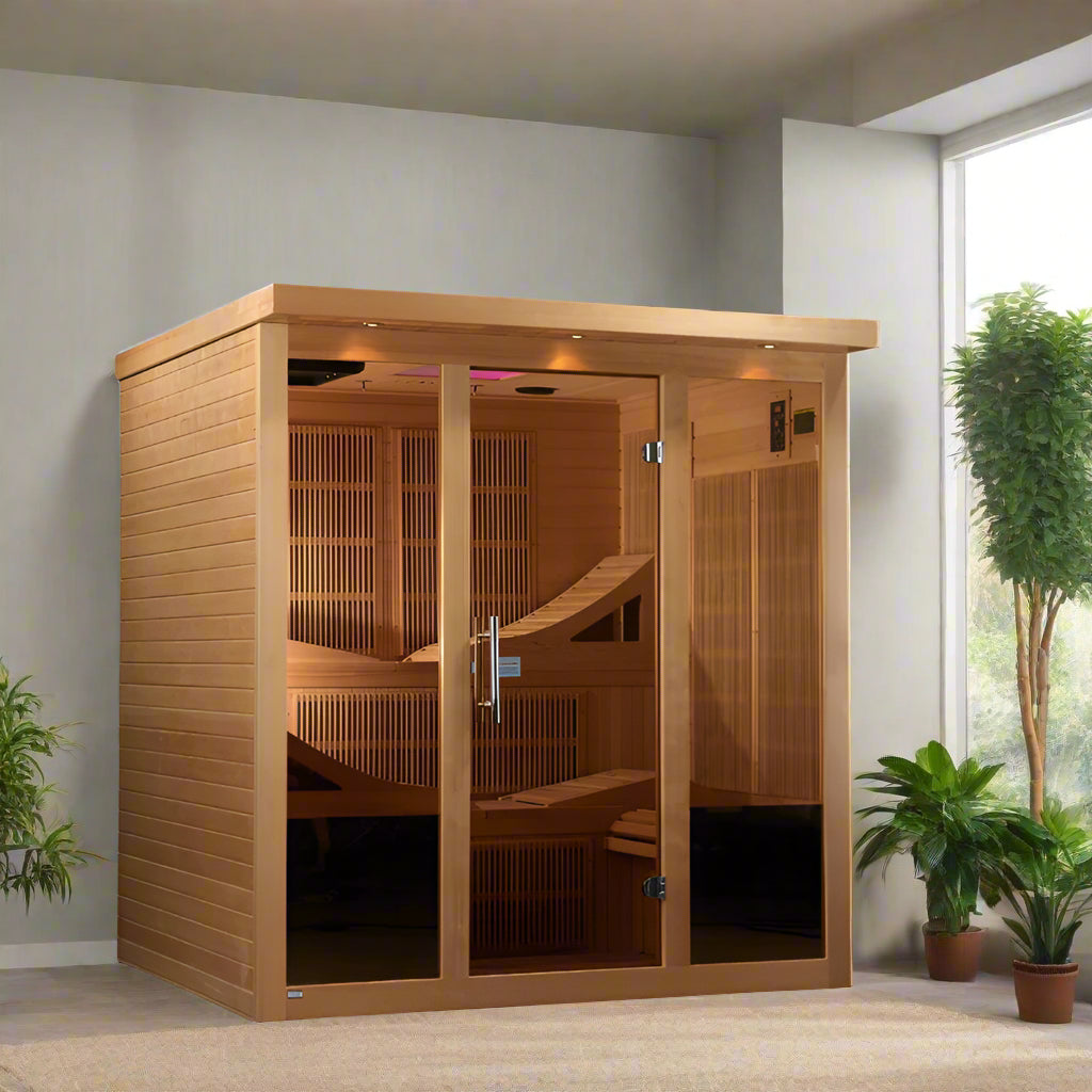 Golden Designs Monaco Elite 6 Person Near Zero EMF Infrared Sauna – GDI-6996-01