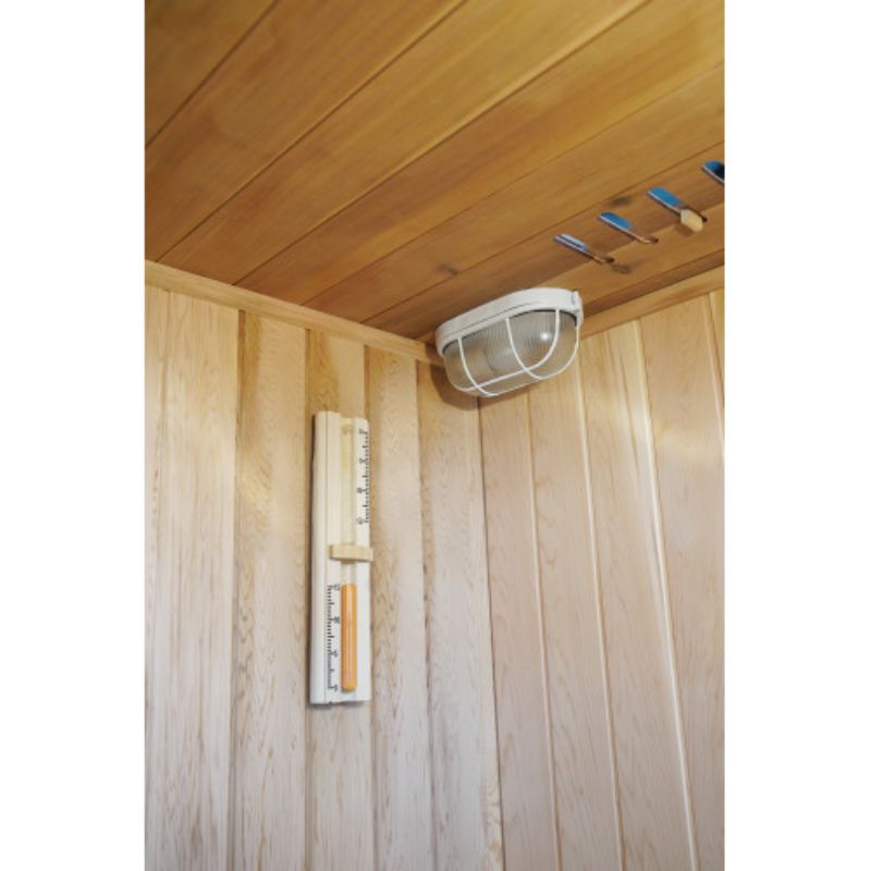 Charleston Indoor Traditional Steam Sauna HL400TN-view of ceiling light, thermometer and ceiling vent