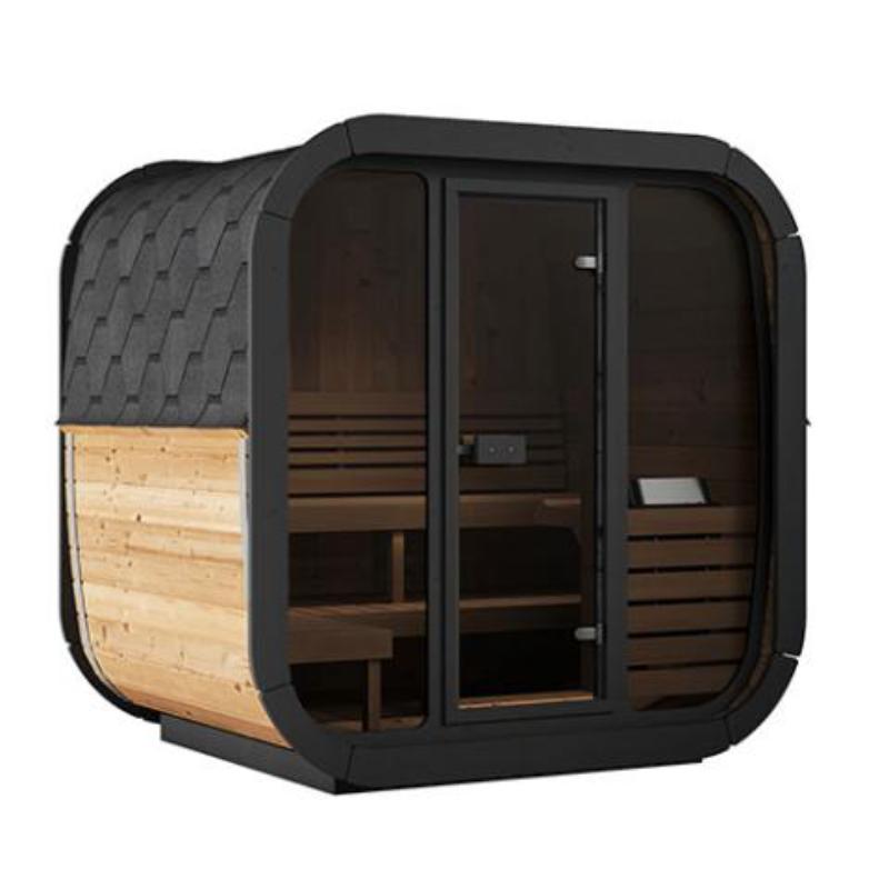 Sauna Life Model CL5G Home Cube Sauna - front angled view from the exterior, no background.