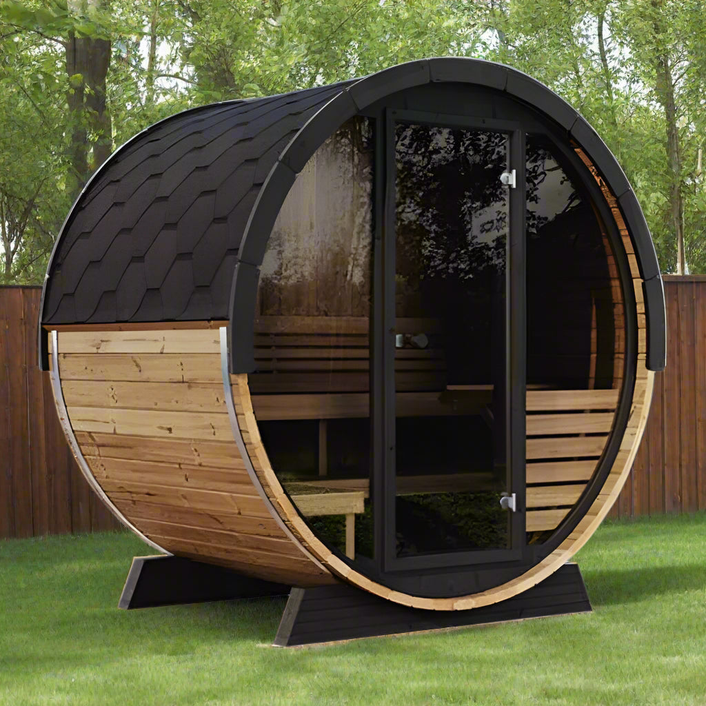SaunaLife Ergo Barrel Sauna Model EE6G - full angled view