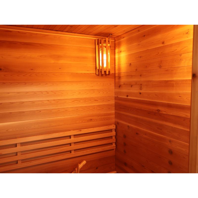 SunRay Seneca HL300DS Home Steam Sauna - interior light with guard, illuminated top center of the picture.