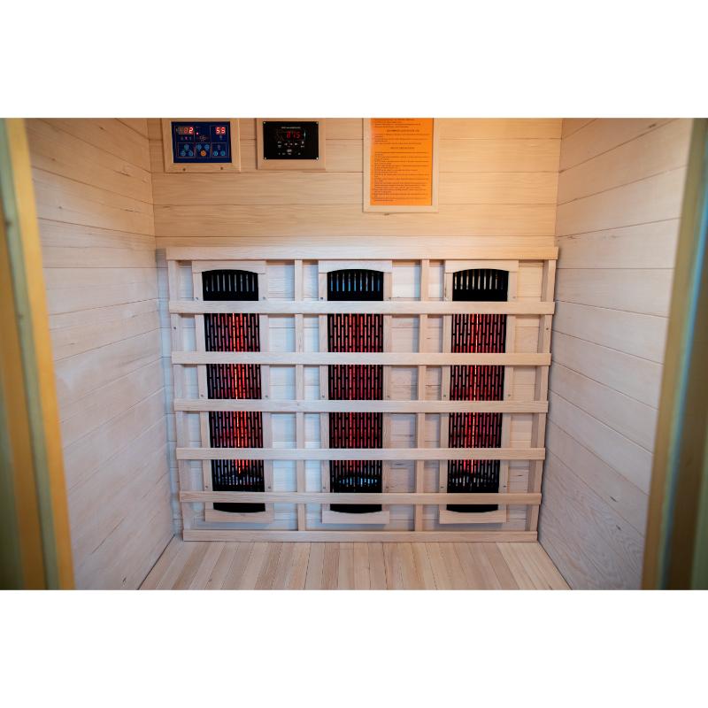 200D3 Burlington Home Infrared Sauna - interior bench and heating panels