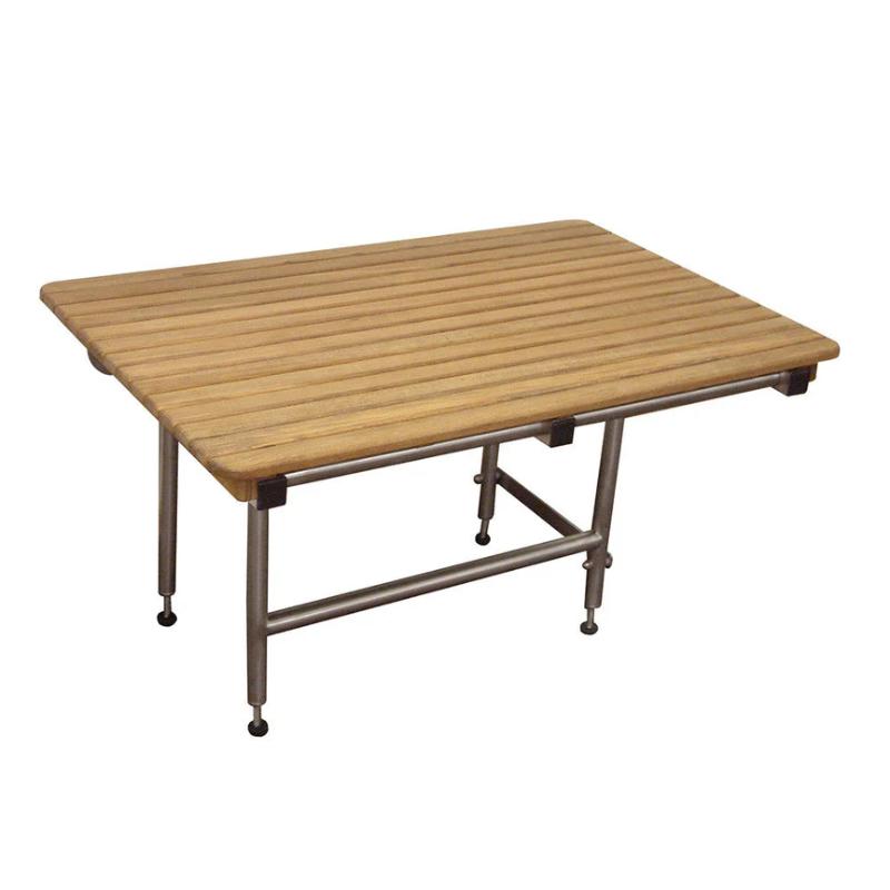 48" x 20" Teak ADA Shower Seat with Drop Down Legs