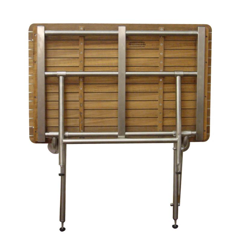 48" x 20" Teak ADA Shower Seat with Drop Down Legs