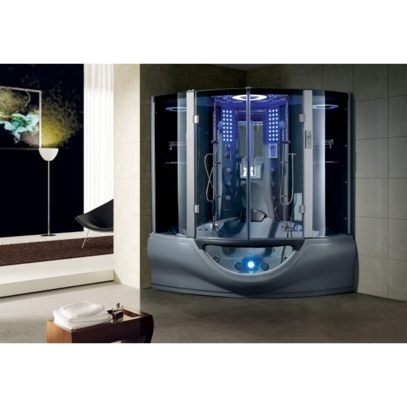 Maya Bath Valencia Steam Shower & Tub Combo - grey on display