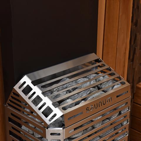 saunum heater stones - close up in a heater
