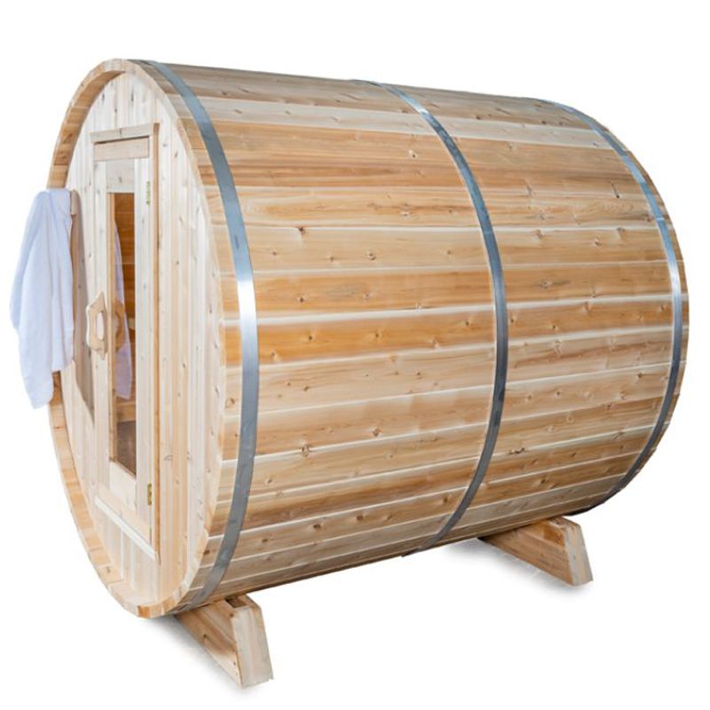 Dundalk Harmony 4 Person Barrel Sauna - exterior angled