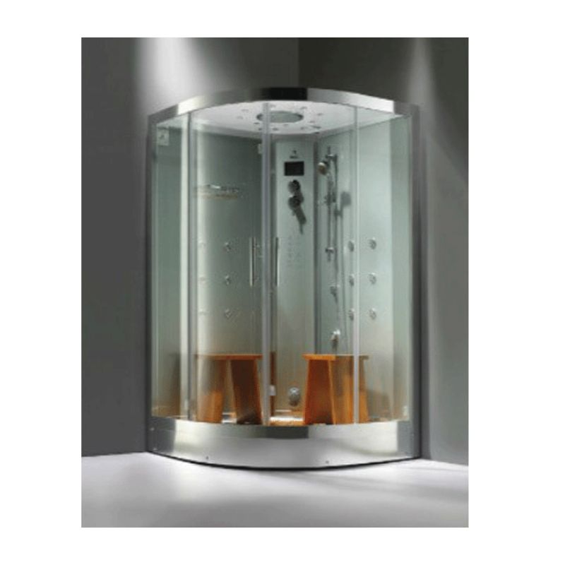 Athena WS-105 - 47 x 47 Corner Steam Shower 4.5 kW - curved, white