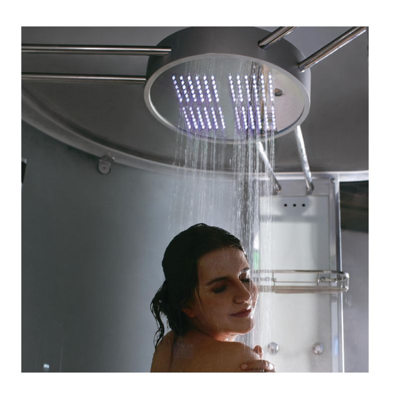 Athena WS-122 - 59 x 59 Spacious Walk-in Luxury Steam Shower 4 kW - rainfall shower head