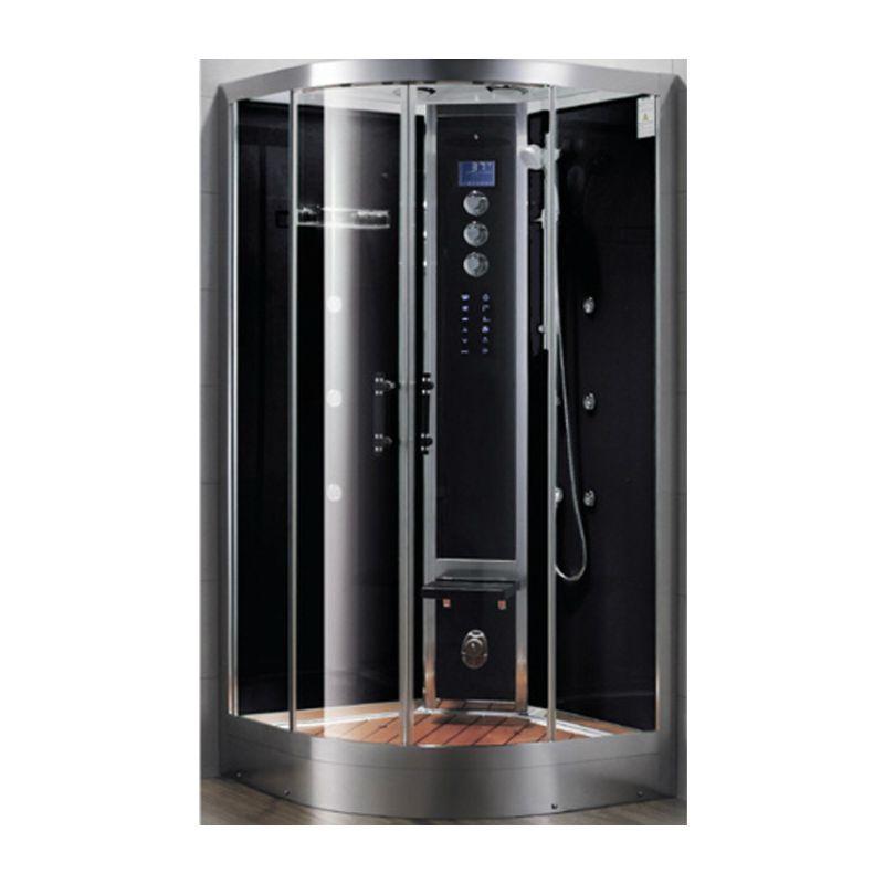 Athena WS-102 - 39 x 39 - 4.5 kW Corner Steam Shower - black curved corner unit