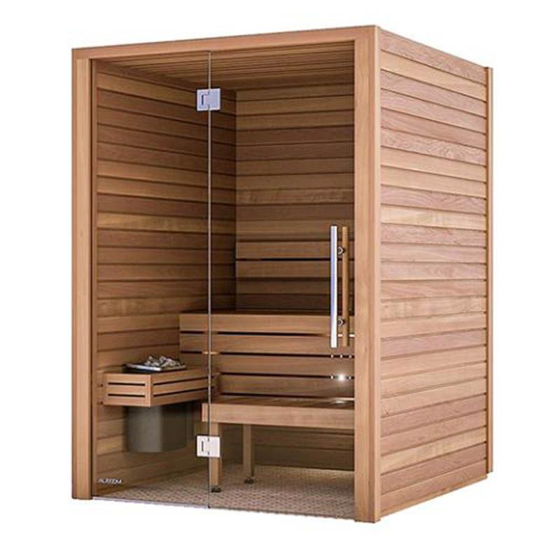 Auroom-Cala-Glass Sauna - angle front with full glass front