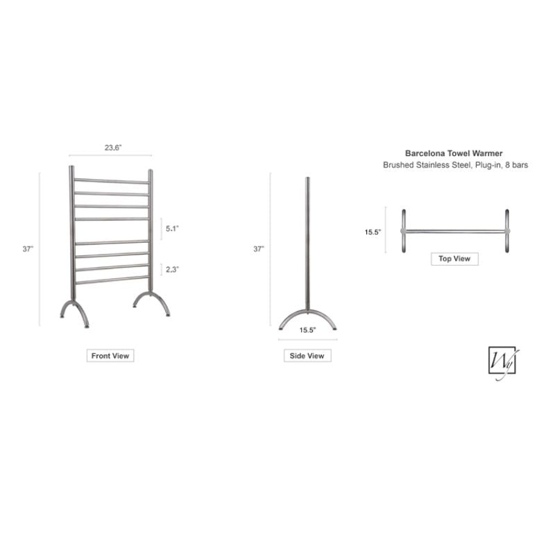 Barcelona Towel Warmer - TW-BC-08BS-FS WarmlyYours