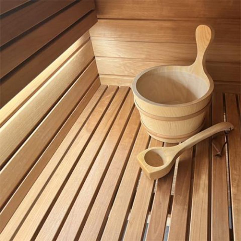 Dimmable Sauna Light - view of light on sauna bench
