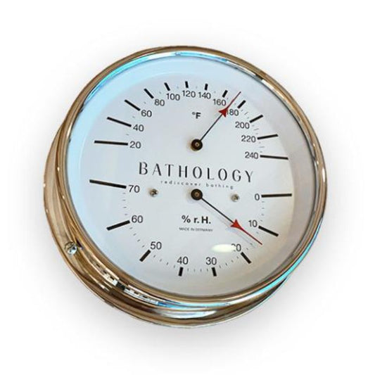 Commercial Sauna Room Thermometer / Hygrometer - full close up view