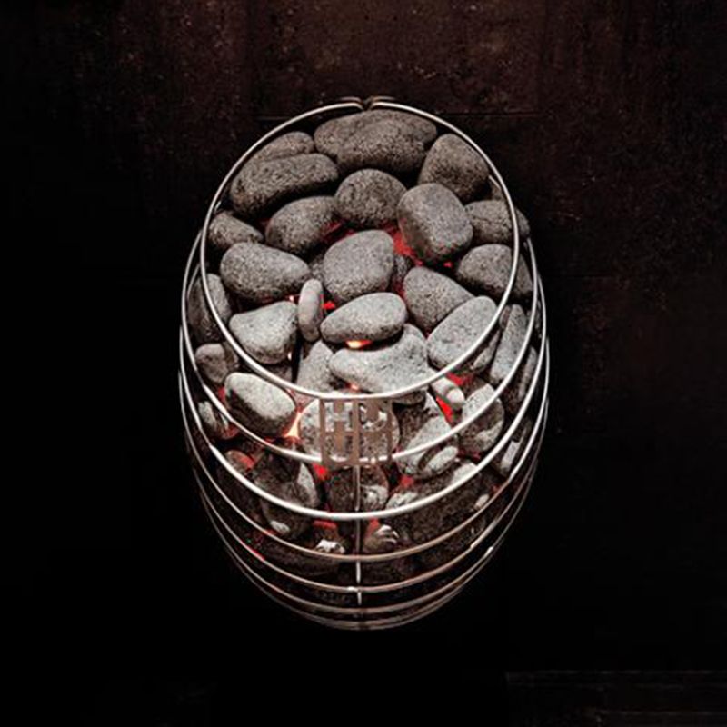 Red hot heat and rocks in the HUUM Drop sauna heater