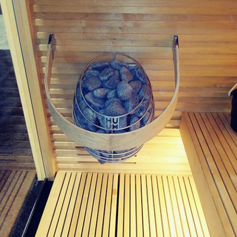 DROP sauna heater wall mounted, in use with safety rail