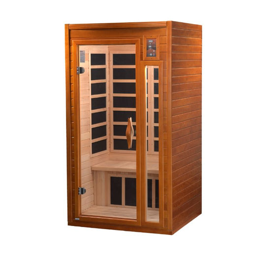 Dynamic Saunas DYN-6106-01 Barcelona Elite Low EMF infrared sauna - front angle  view