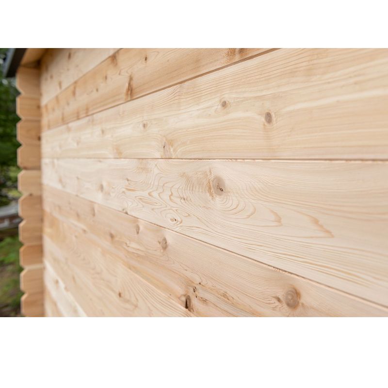 Dundalk LeisureCraft Georgian Outdoor 6 Person Steam Sauna - close up of the wall wood