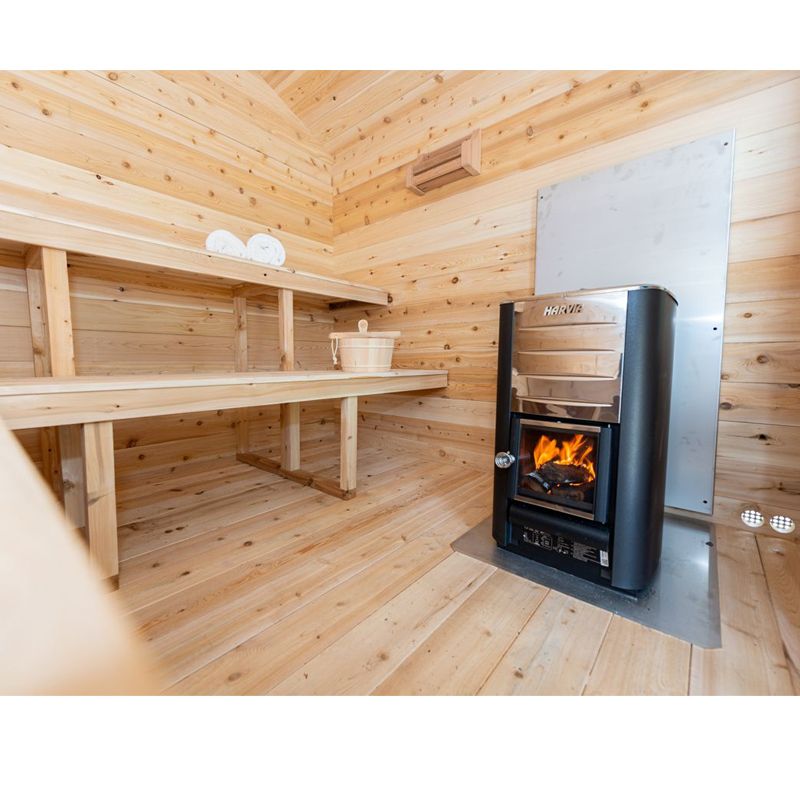 Dundalk LeisureCraft Georgian Outdoor 6 Person Steam Sauna - another view of benches and heater