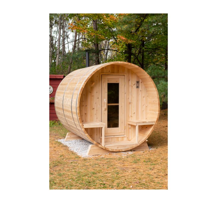 Dundalk Serenity Barrel Sauna CTC2245W - in cradle on ground