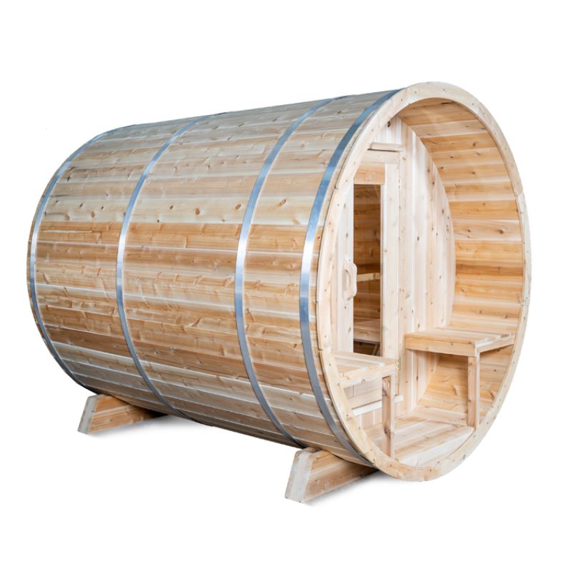 Dundalk Serenity Barrel Sauna CTC2245W - angle view outside