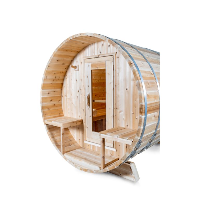 Dundalk Serenity Barrel Sauna CTC2245W - front angle view