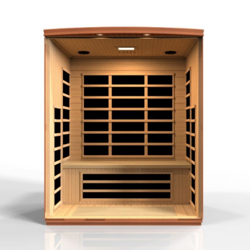 Dynamic Saunas Lugano DYN-6336-02 FS | 3 Person Near Zero Full Spectrum Far Infrared Sauna-side view interior, wall removed