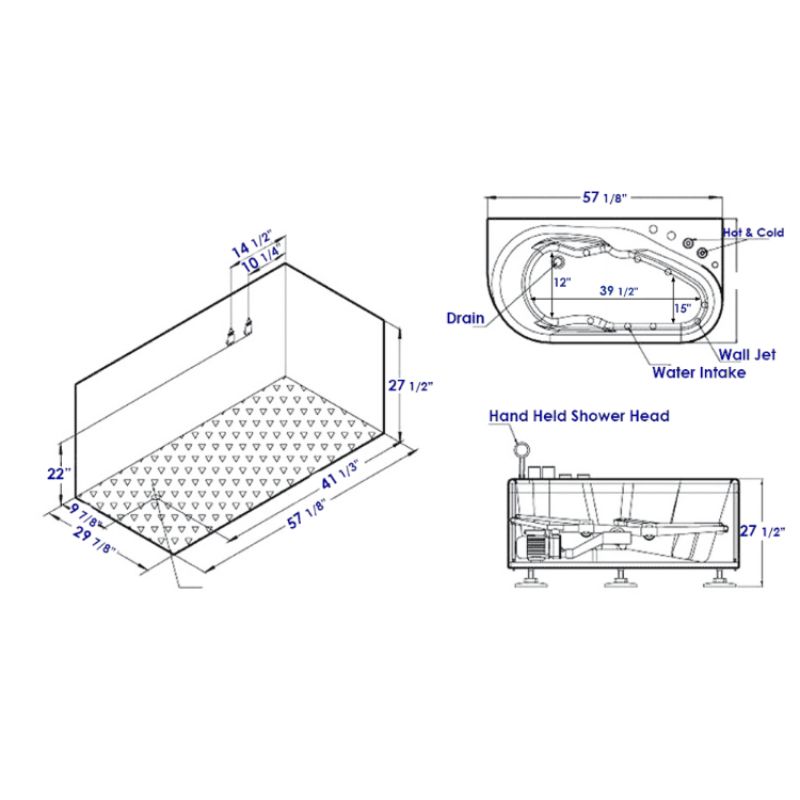 EAGO AM175 Whirlpool Bathtub - specs