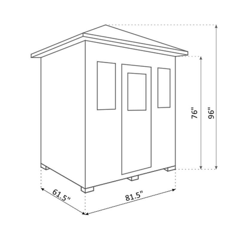 Enlighten-Sapphire 5 Person Hybrid Sauna - Peak Roof-Specs