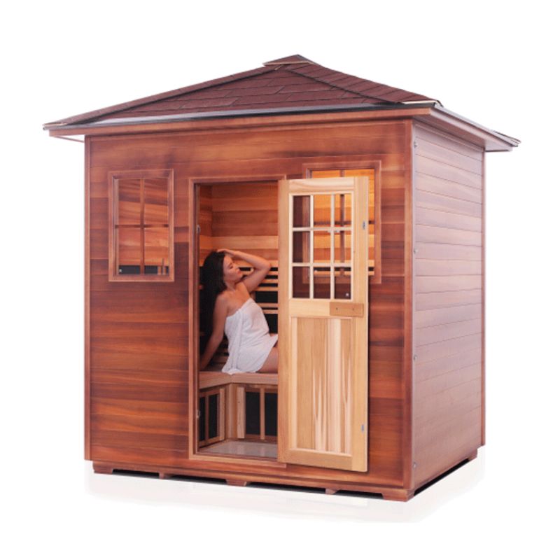 Enlighten-Sapphire 5 Person Hybrid Sauna - Peak Roof