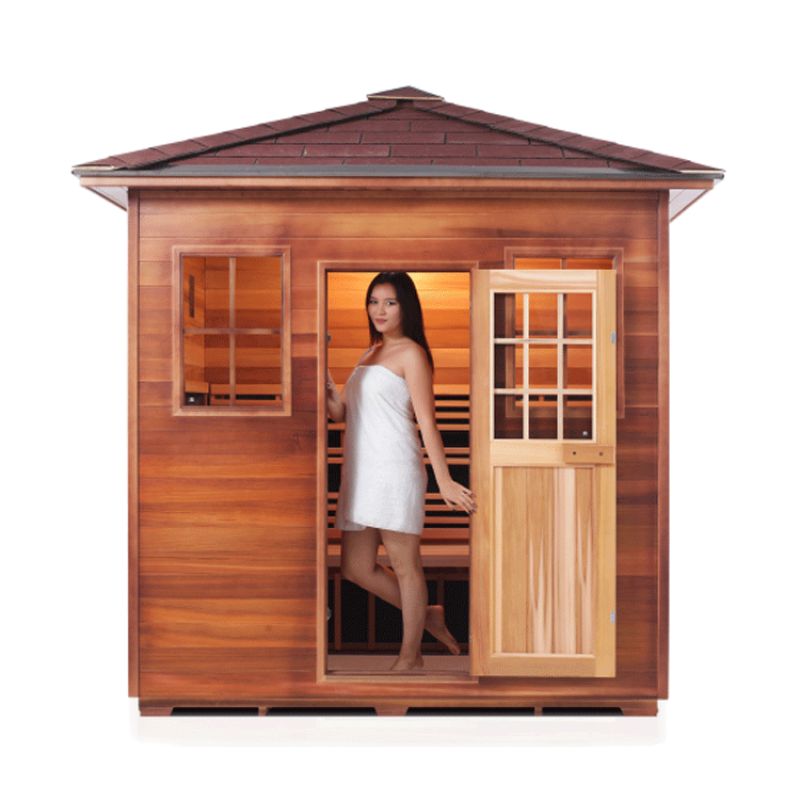 Enlighten-Sapphire 5 Person Hybrid Sauna - Peak Roof